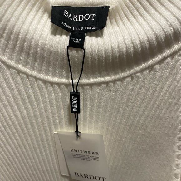 Bardot Mini Rib Knit sweater Dress ivory white small - Picture 12 of 12